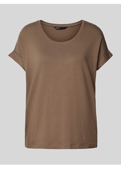 T-shirt z prążkowanym,okrągłym dekoltem model ‘MOSTER’ ze sklepu Peek&Cloppenburg  w kategorii Bluzki damskie - zdjęcie 174371477