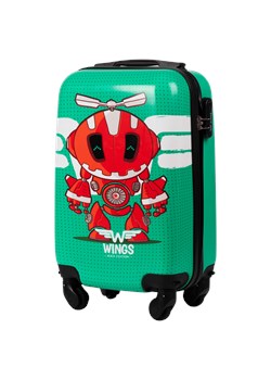 WALIZKA KIDS KABINOWA TWARDA WINGS GREEN ROBOT XS 18" ze sklepu WINGS w kategorii Walizki - zdjęcie 174375256