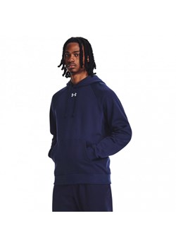 Męska bluza dresowa nierozpinana z kapturem Under Armour UA Rival Fleece Hoodie - granatowa ze sklepu Sportstylestory.com w kategorii Bluzy męskie - zdjęcie 174387128