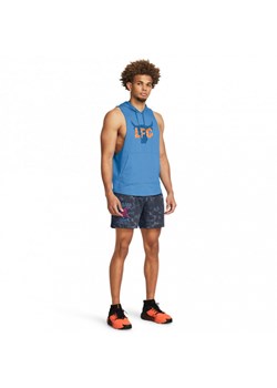 Męskie spodenki treningowe Under Armour Project Rock Rival Terry Printed Shorts - niebieskie ze sklepu Sportstylestory.com w kategorii Spodenki męskie - zdjęcie 174387656