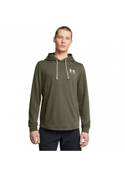 Męska bluza dresowa nierozpinana z kapturem Under Armour UA Rival Terry Lc Hd - oliwkowa/khaki ze sklepu Sportstylestory.com w kategorii Bluzy męskie - zdjęcie 174388415