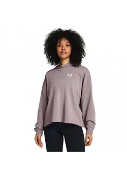 Damska bluza dresowa nierozpinana z kapturem Under Armour UA Rival Terry OS Hoodie - beżowa ze sklepu Sportstylestory.com w kategorii Bluzy damskie - zdjęcie 174388779