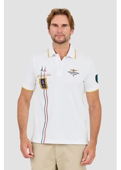 AERONAUTICA MILLITARE Biała koszulka polo Tricolor trails embroidered, Wybierz rozmiar XXL ze sklepu outfit.pl w kategorii T-shirty męskie - zdjęcie 174421498