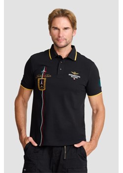 AERONAUTICA MILLITARE Czarna koszulka polo Tricolor trails embroidered, Wybierz rozmiar XXL ze sklepu outfit.pl w kategorii T-shirty męskie - zdjęcie 174421518