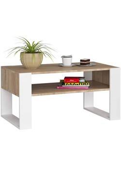 Minimalistyczna Ława Z Półką Dąb Sonoma+Biały T3-F56 ze sklepu Edinos.pl w kategorii Stoły - zdjęcie 174508737