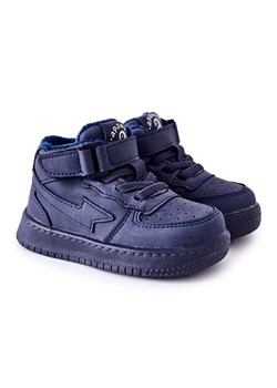 PA1 Dziecięce Ocieplane Wysokie Buty Sportowe Navy Clafi niebieskie wielokolorowe ze sklepu ButyModne.pl w kategorii Buty zimowe dziecięce - zdjęcie 174518345