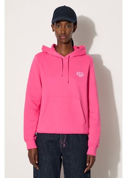 A.P.C. bluza bawełniana Hoodie Manuela damska kolor różowy z kapturem z aplikacją COEZD.F27760-OFFWHITE ze sklepu PRM w kategorii Bluzy damskie - zdjęcie 174537305