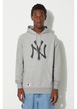 New Era bluza męska kolor szary z kapturem z nadrukiem NEW YORK YANKEES ze sklepu PRM w kategorii Bluzy męskie - zdjęcie 174537628