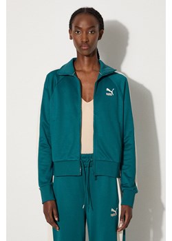 Puma bluza Iconic T7 Track Jacket damska kolor zielony wzorzysta 627994 ze sklepu PRM w kategorii Bluzy damskie - zdjęcie 174537716