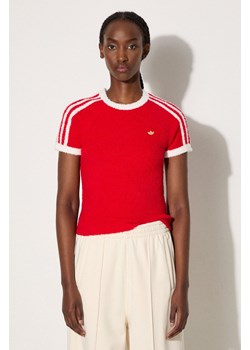 adidas Originals t-shirt Knit damski kolor czerwony IX0936 ze sklepu PRM w kategorii Bluzki damskie - zdjęcie 174537835