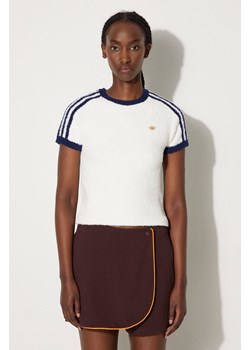adidas Originals t-shirt Knit damski kolor biały IX0945 ze sklepu PRM w kategorii Bluzki damskie - zdjęcie 174537837