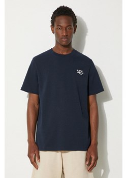 A.P.C. t-shirt bawełniany Standard Rue Madame Gots męski kolor granatowy gładki COHBU-M26388 ze sklepu PRM w kategorii T-shirty męskie - zdjęcie 174538246