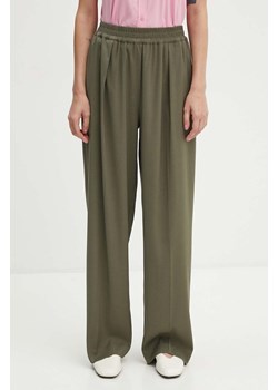 Samsoe Samsoe spodnie JULIA damskie kolor zielony szerokie high waist F23100048 ze sklepu PRM w kategorii Spodnie damskie - zdjęcie 174538446