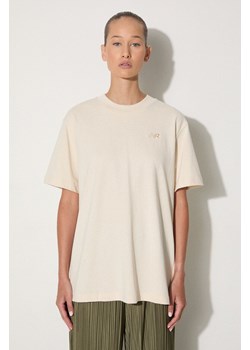 New Balance t-shirt bawełniany WT41501LIN damski kolor beżowy ze sklepu PRM w kategorii Bluzki damskie - zdjęcie 174538617