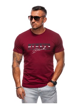 T-shirt męski z nadrukiem 2012S - ciemnoczerwony ze sklepu Edoti w kategorii T-shirty męskie - zdjęcie 174548336
