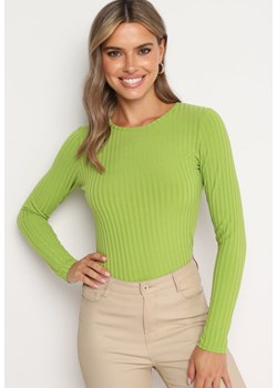 Zielona Prążkowana Klasyczna Bluzka Bralina ze sklepu Born2be Odzież w kategorii Bluzki damskie - zdjęcie 174549039