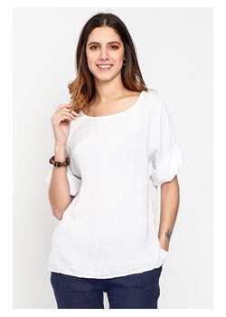 Le Jardin du Lin Lniana koszulka w kolorze białym ze sklepu Limango Polska w kategorii Bluzki damskie - zdjęcie 174549489