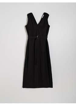 Reserved - Bawełniana sukienka midi - czarny ze sklepu Reserved w kategorii Sukienki - zdjęcie 174551627