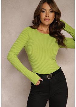 Zielona Casualowa Bluzka z Prążkowanego Materiału Bralora ze sklepu Renee odzież w kategorii Bluzki damskie - zdjęcie 174552208