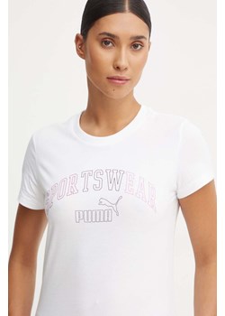 Puma t-shirt bawełniany damski kolor beżowy 682986 ze sklepu ANSWEAR.com w kategorii Bluzki damskie - zdjęcie 174553389