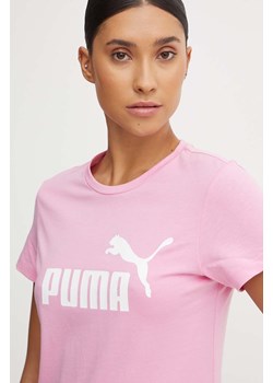 Puma t-shirt bawełniany kolor różowy 586775 ze sklepu ANSWEAR.com w kategorii Bluzki damskie - zdjęcie 174553399