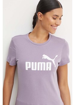 Puma t-shirt bawełniany kolor fioletowy 586775 ze sklepu ANSWEAR.com w kategorii Bluzki damskie - zdjęcie 174553409