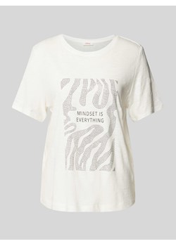 T-shirt z prążkowanym okrągłym dekoltem ze sklepu Peek&Cloppenburg  w kategorii Bluzki damskie - zdjęcie 174553486