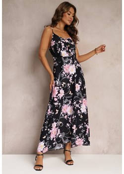Czarna Sukienka w Kwiaty na Ramiączkach Lydienne ze sklepu Renee odzież w kategorii Sukienki - zdjęcie 174557078
