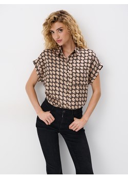 Mohito - Wzorzysta koszula z krótkim rękawem - beżowy ze sklepu Mohito w kategorii Koszule damskie - zdjęcie 174561496