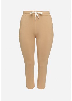 Beżowe Dresowe Spodnie Joggery z Wysokim Stanem i Napisami Lerithelle ze sklepu Born2be Odzież w kategorii Spodnie damskie - zdjęcie 174564478