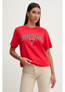 Guess Jeans t-shirt bawełniany damski kolor czerwony W4YI06 K8HM0 ze sklepu ANSWEAR.com w kategorii Bluzki damskie - zdjęcie 174567849