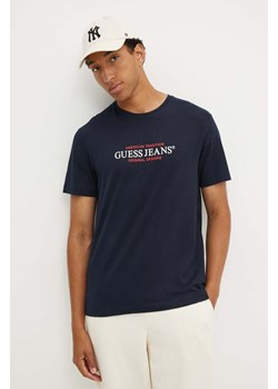 Guess Jeans t-shirt bawełniany męski kolor granatowy z nadrukiem M4YI42 K8FQ4 ze sklepu ANSWEAR.com w kategorii T-shirty męskie - zdjęcie 174567879