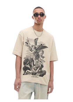 Cropp - Koszulka z motywem malarskim - beżowy ze sklepu Cropp w kategorii T-shirty męskie - zdjęcie 174569129