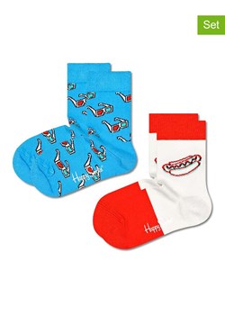 Happy Socks Skarpety (2 pary) &quot;Hotdog&quot; w kolorze biało-czerwono-błękitnym ze sklepu Limango Polska w kategorii Skarpetki dziecięce - zdjęcie 174570865