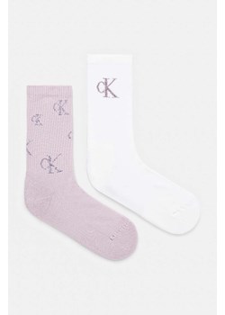 Calvin Klein Jeans skarpetki 2-pack damskie kolor fioletowy 701229465 ze sklepu ANSWEAR.com w kategorii Skarpetki damskie - zdjęcie 174571958