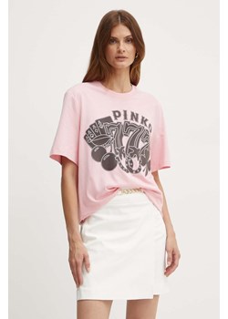 Pinko t-shirt bawełniany damski kolor różowy 101704 A240 ze sklepu ANSWEAR.com w kategorii Bluzki damskie - zdjęcie 174572055