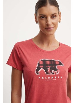 Columbia t-shirt damski kolor czerwony ze sklepu ANSWEAR.com w kategorii Bluzki damskie - zdjęcie 174572165