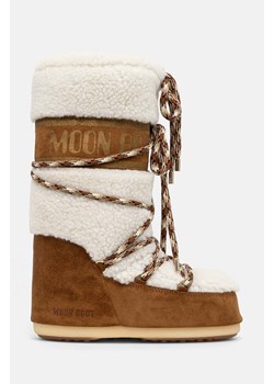 Moon Boot śniegowce zamszowe MB ICON SHEARLING kolor brązowy 80D1402610 MA03 ze sklepu PRM w kategorii Śniegowce damskie - zdjęcie 174574495