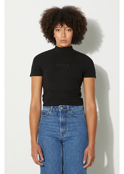 KSUBI t-shirt damski kolor czarny z półgolfem WPS23TE002-BLACK ze sklepu PRM w kategorii Bluzki damskie - zdjęcie 174574676