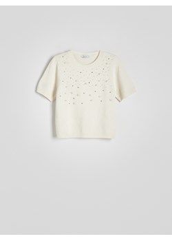 Reserved - Dzianinowa bluzka - kremowy ze sklepu Reserved w kategorii Swetry damskie - zdjęcie 174578278