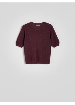 Reserved - Ażurowa bluzka - ciemnofioletowy ze sklepu Reserved w kategorii Swetry damskie - zdjęcie 174578288