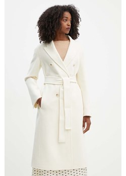 Marella płaszcz wełniany kolor beżowy przejściowy dwurzędowy 2423016021200 ze sklepu ANSWEAR.com w kategorii Płaszcze damskie - zdjęcie 174578787