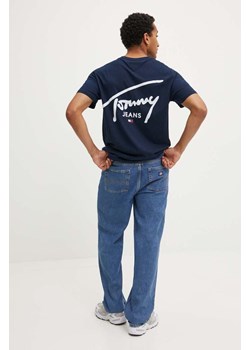 Tommy Jeans t-shirt bawełniany męski kolor granatowy z nadrukiem DM0DM18536 ze sklepu ANSWEAR.com w kategorii T-shirty męskie - zdjęcie 174579265