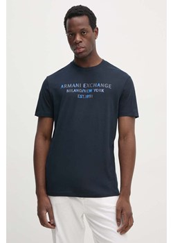 Armani Exchange t-shirt bawełniany męski kolor granatowy z nadrukiem 6DZTH5 ZJ9JZ ze sklepu ANSWEAR.com w kategorii T-shirty męskie - zdjęcie 174579286