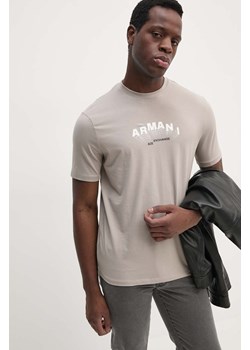 Armani Exchange t-shirt męski kolor beżowy z nadrukiem 6DZTHV ZJE6Z ze sklepu ANSWEAR.com w kategorii T-shirty męskie - zdjęcie 174579296