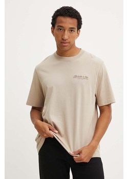 Abercrombie &amp; Fitch t-shirt bawełniany męski kolor beżowy z aplikacją KI123-4149 ze sklepu ANSWEAR.com w kategorii T-shirty męskie - zdjęcie 174579336