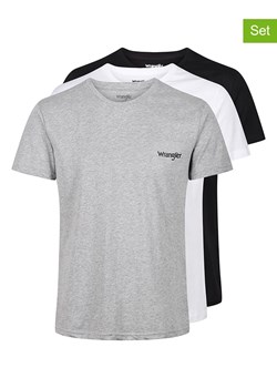 Wrangler Koszulki (3 szt.) &quot;Foster&quot; w kolorze czarnym, białym i szarym ze sklepu Limango Polska w kategorii T-shirty męskie - zdjęcie 174581347