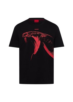HUGO Koszulka męska - Dikobra Mężczyźni Bawełna czarny nadruk ze sklepu vangraaf w kategorii T-shirty męskie - zdjęcie 174582627
