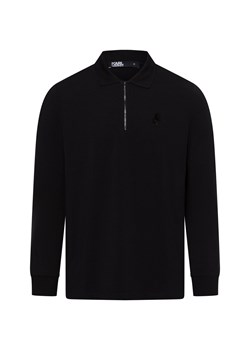 KARL LAGERFELD Męska koszulka polo z długim rękawem Mężczyźni Bawełna czarny jednolity ze sklepu vangraaf w kategorii T-shirty męskie - zdjęcie 174582657