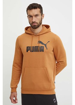 Puma bluza męska kolor brązowy z kapturem z nadrukiem ze sklepu ANSWEAR.com w kategorii Bluzy męskie - zdjęcie 174583546